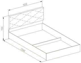 Κρεβάτι Διπλό Ξύλινο ROMBO Λευκό 165x206x110