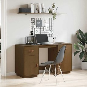 vidaXL Ντουλάπι Γραφείου Καφέ Μελί 135x50x75εκ. από Μασίφ Ξύλο Πεύκου