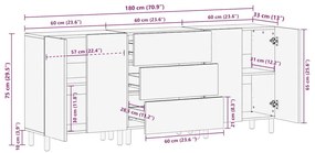 3 τεμαχίων Sideboards καφέ 60x33x75 cm μασίφ ξύλο Mango - Καφέ