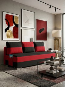 Καναπές - Κρεβάτι Atlas-Μαύρο - κόκκινο