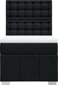 vidaXL Κρεβάτι Boxspring με Στρώμα Μαύρο 90x190 εκ.Υφασμάτινο