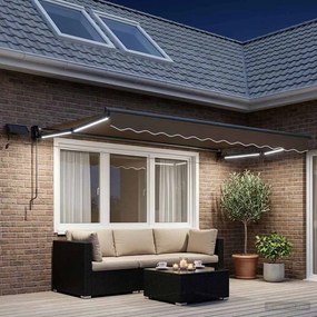 vidaXL Χειροκίνητη αναδιπλούμενη τέντα με LED Taupe