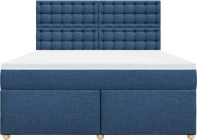 vidaXL Κρεβάτι Boxspring με Στρώμα Μπλε 180x200 εκ. Υφασμάτινο