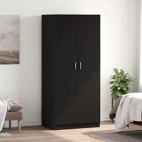 vidaXL Ντουλάπα Μαύρη 80 x 52 x 180 εκ. από Επεξ. Ξύλο