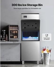 VEVOR Commercial Ice Maker 550LBS/24H with 300LBS Storage Bin Auto Self-Cleaning