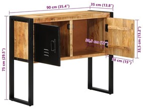 Ντουλάπι κονσόλας 90x35x75 cm Μασίφ ακατέργαστο ξύλο Μάνγκο - Καφέ