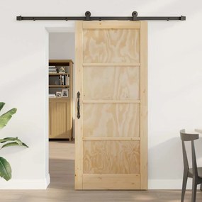 vidaXL Γυάλινη Πόρτα  με Σετ Υλικών 86x198.5 εκ. Μασίφ Ξύλο Πεύκου