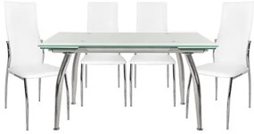 Σετ τραπεζαρίας C10011.01 5τμχ με Τραπέζι LOCA 120x80x75εκ. &amp; Καρέκλες KIM Λευκές