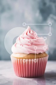 Intra Συλλεκτικό Ξύλινο Παζλ Plywood  4mm - Cupcake με Pink Frosting Σε Ξύλινο Κουτί - Διαστάσεις: 10x10 cm – 25 κομμάτια