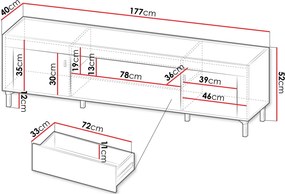 Έπιπλο τηλεόρασης Mossa-Leuko - 197.00Χ42.00Χ52.00cm