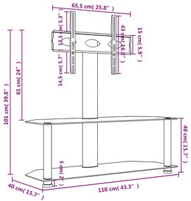 Βάση Τηλεόρασης Γωνιακή 2 Επιπέδων για 32-70 Ιντσών Μαύρη - Μαύρο