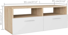 vidaXL Έπιπλα Τηλεόρασης 2 τεμ. Δρυς / Λευκό 95x35x36 εκ. Επεξ. Ξύλο