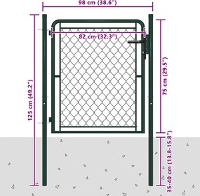 vidaXL Πόρτα Κήπου Πράσινη Ατσάλινη 100x75 εκ.