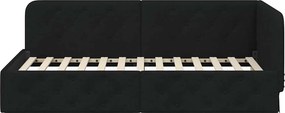 vidaXL Κρεβάτι Γωνίας Μαύρο 90 x 190 cm ύφασμα