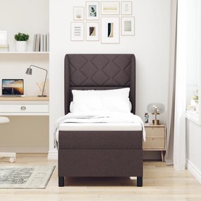 vidaXL Κρεβάτι Box Spring με Ματράς - Σκούρο Καφέ, 80x200 εκ., Ύφασμα