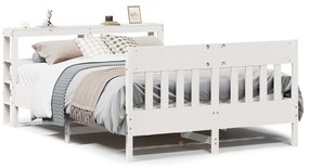 vidaXL Σκελετός Κρεβ. Χωρίς Στρώμα Λευκό 135x190 εκ Μασίφ Πεύκο