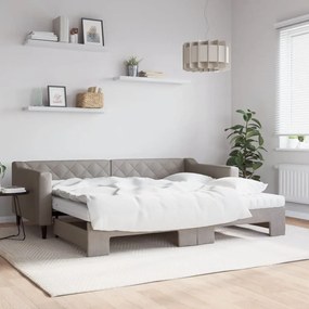 Καναπές Κρεβάτι Συρόμενος Taupe 90x200 εκ. Ύφασμα Στρώματα - Μπεζ-Γκρι