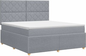 vidaXL Κρεβάτι box spring με στρώμα Ανοιχτό γκρι 180 x 200 cm Ύφασμα