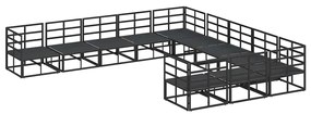 vidaXL Σετ Καναπέ Κήπου με μαξιλάρι 11 pcs Μαύρο Αλουμίνιο