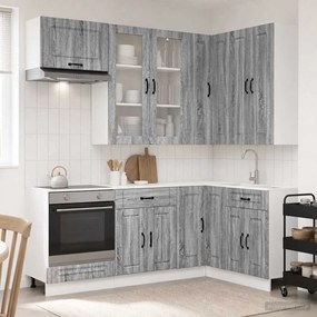 vidaXL Μονάδα κουζίνας KALMAR 8 pcs Γκρι Sonoma Επεξεργασμένο Ξύλο