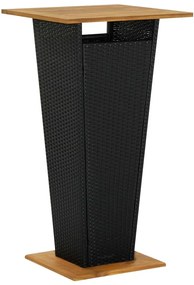 Τραπέζι Μπαρ Μαύρο 60x60x110 εκ. Συνθετικό Ρατάν / Ξύλο Ακακίας - Μαύρο