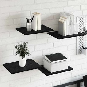 vidaXL Ράφι Βιβλίων 4 pcs Μαύρο 40 x 30 x 1,5 cm Επεξεργασμένο ξύλο