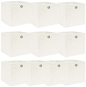 vidaXL Κουτιά Αποθήκευσης 10 τεμ. Λευκά 32 x 32 x 32 εκ. Υφασμάτινα