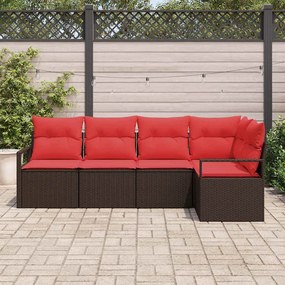 vidaXL Σετ Καναπέ 5 pcs Καφέ συνθετικό ρατάν