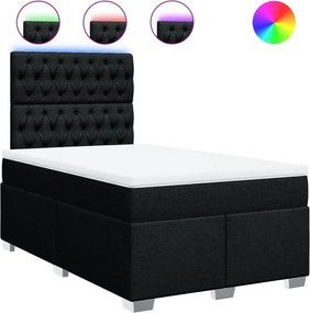 vidaXL Κρεβάτι Boxspring με Στρώμα Μαύρο 120x200 εκ. Υφασμάτινο