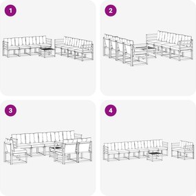 vidaXL Σειρά Καναπέ Εξωτερικού με μαξιλάρι 9 pcs Λευκό και Κρεμ