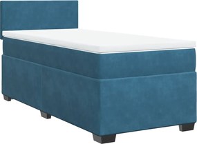 vidaXL Κρεβάτι Boxspring με Στρώμα Μπλε 100x200 εκ. Βελούδινο