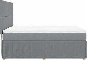 vidaXL Κρεβάτι Boxspring με Στρώμα Ανοιχτό Γκρι 140x200 εκ. Υφασμάτινο