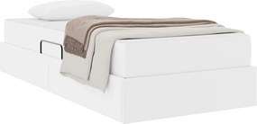vidaXL Κρεβάτι με αποθηκευτικό χώρο και στρώμα 2 pcs Λευκό Δέρμα