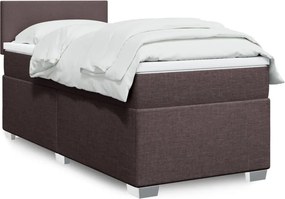 vidaXL Κρεβάτι Boxspring με Στρώμα Σκούρο Καφέ 90x200 εκ. Υφασμάτινο