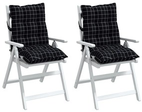 Μαξιλάρια Καρέκλας Χαμηλή Πλάτη 2 τεμ. Μαύρο Καρό Ύφασμα Oxford - Πολύχρωμο