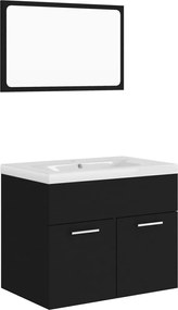 vidaXL Σετ Επίπλων Μπάνιου Μαύρο από Μοριοσανίδα