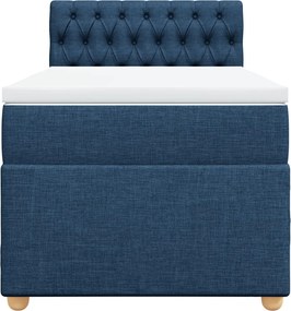 vidaXL Κρεβάτι Boxspring με Στρώμα Μπλε 100 x 200 εκ. Υφασμάτινο
