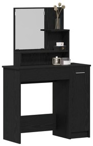 vidaXL Μαύρο Τραπεζάκι με Καθρέφτη - 86,5 x 35 x 136 εκ