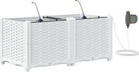 vidaXL Γλάστρα Κήπου 2 pcs Λευκό Ατσάλι