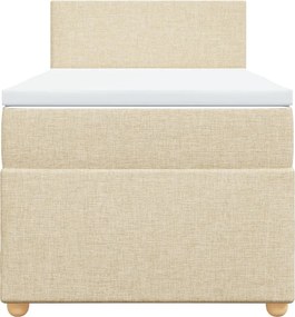 vidaXL Κρεβάτι Boxspring με Στρώμα Κρεμ 90x190 εκ.Υφασμάτινο