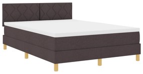 vidaXL Κρεβάτι Σημείου με Στρώμα & LED Σκοτεινό Καφέ 140x200 εκ Ύφασμα