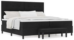 vidaXL Κρεβάτι με Βάση Στρώματος & Πάγκο Μαύρο 200x200 εκ. Υφάσματος