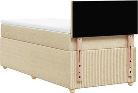 vidaXL Κρεβάτι Boxspring με Στρώμα Κρεμ 100 x 200 εκ. Υφασμάτινο