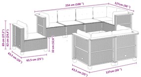 vidaXL Σαλόνι Κήπου Σετ 8 Τεμαχίων Γκρι Συνθετικό Ρατάν με Μαξιλάρια