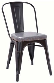 Καρέκλα Relix Μεταλλική Μαύρη Ε5191Ρ,12Μ Matte/Pu Σκούρο Γκρι