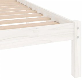 vidaXL Πλαίσιο Κρεβατιού Λευκό 75x190 εκ. Μασίφ Ξύλο Small Single