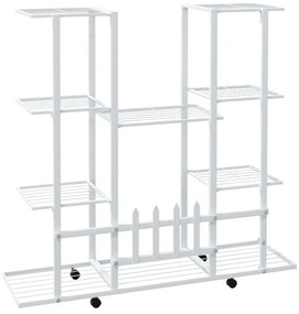 vidaXL Βάση Λουλουδιών με Ρόδες 94,5 x 24,5 x 91,5 εκ. Λευκή Σιδερένια