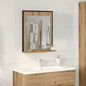 vidaXL Καθρέφτης με ράφι Επιτοίχιο artisan δρυς 50 x 12 x 60 εκ