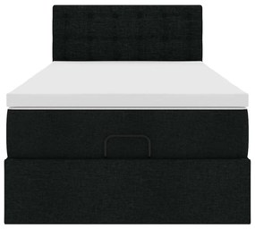 vidaXL Οθωμανικό κρεβάτι με στρώμα Μαύρο 90x200cm Ύφασμα
