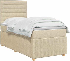 vidaXL Κρεβάτι box spring με στρώμα Κρεμ 90 x 200 cm Ύφασμα